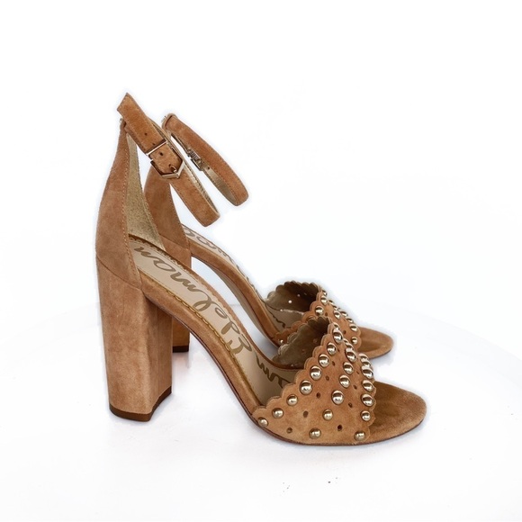 SAM EDELMAN Yaria Suede studded block heel open toe Sandals Womens size 6.5 - Picture 2 of 16